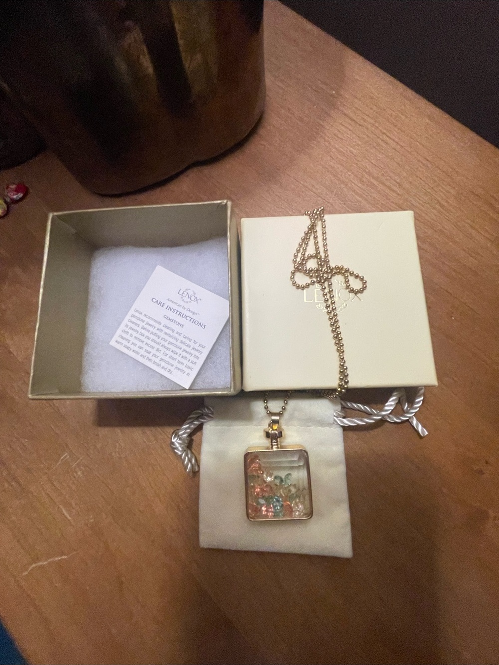 Lenox Goldtone Pendant Necklace with Pastel Multicolor Crystals